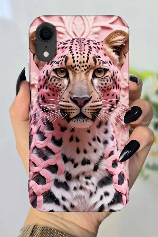 Apple iPhone Xr Compatible Hd+ Printed Pink Tiger Pattern Silicone Case