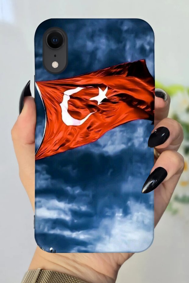 حافظة سيليكون متوافقة مع هاتف Apple iPhone XR مع طباعة العلم التركي عالية الدقة