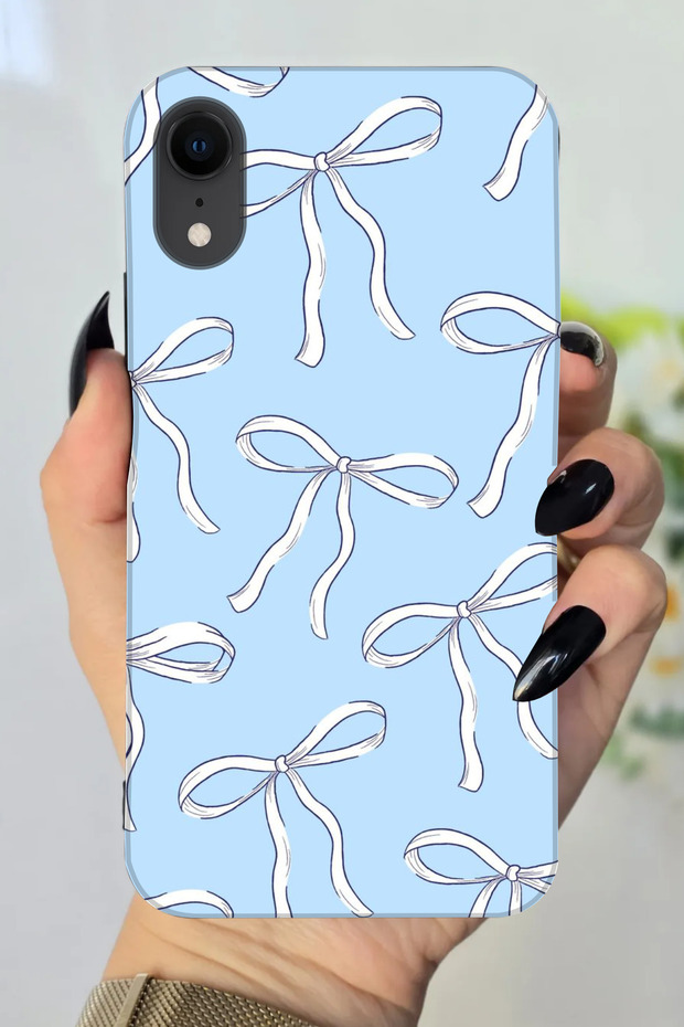 Apple iPhone Xr Compatible Hd+ Printed Blue Ribbon Patterned Silicone Case