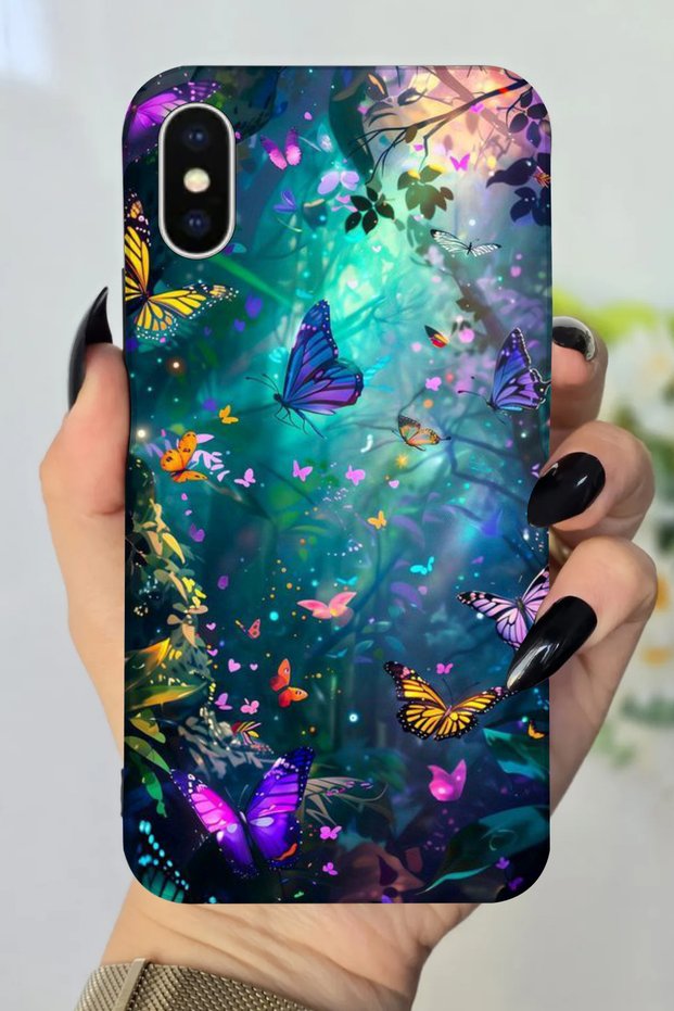 Butterfly Landscape Pattern Hd Printed Silicone Case Compatible with Apple iPhone XS