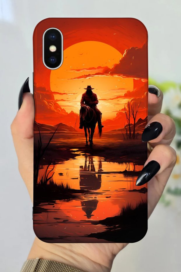 جراب سيليكون مطبوع عالي الدقة متوافق مع هاتف Apple iPhone Xs RDR2