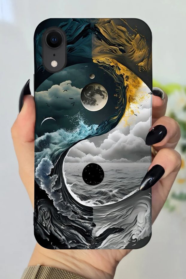 جراب سيليكون بنمط Ying - Yang متوافق مع هاتف Apple iPhone XR ومطبوع بدقة HD+