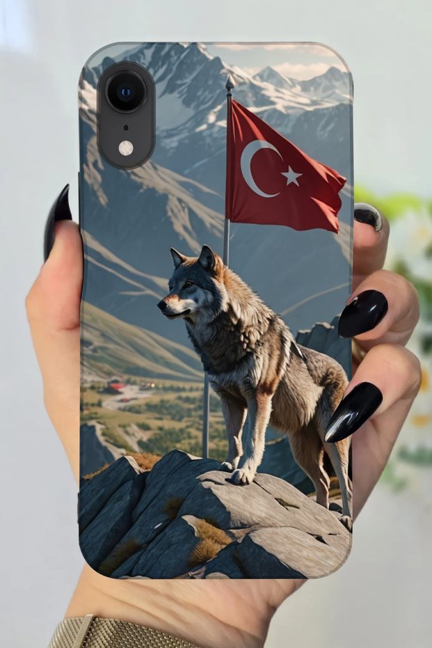حافظة سيليكون متوافقة مع هاتف Apple iPhone XR مع طباعة العلم التركي عالية الدقة
