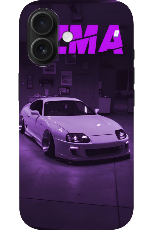 حافظة سيليكون متوافقة مع هاتف Apple iPhone 16 مطبوعة بنمط سيارة Supra HD+