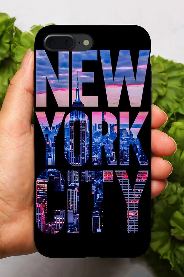 Apple iPhone 8 Plus Compatible New York Patterned Hd Printed Silicone Case