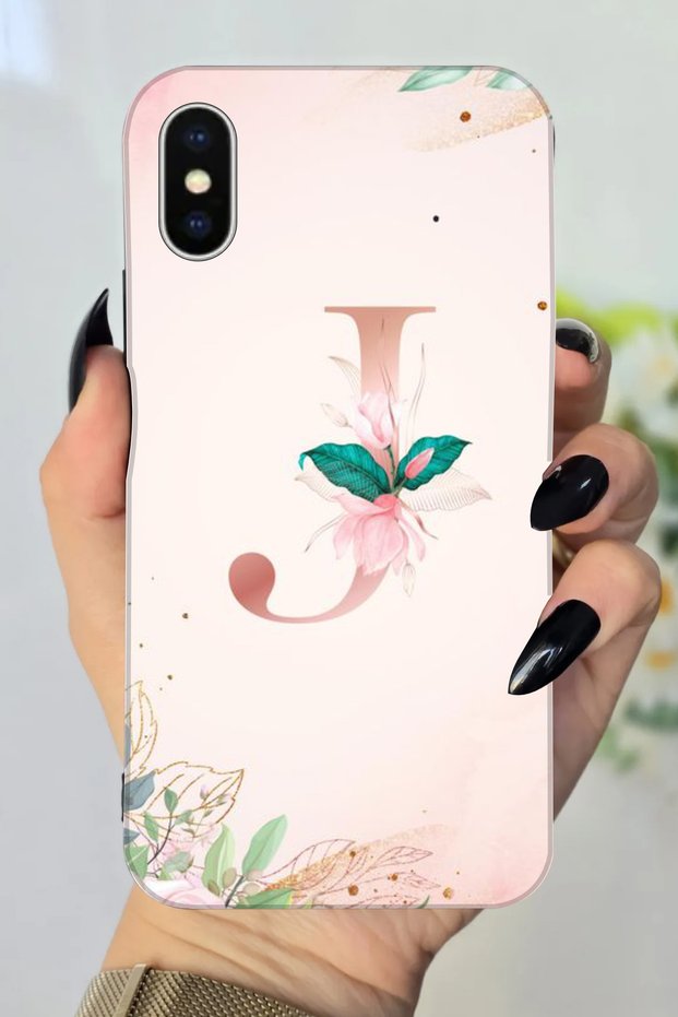 Apple iPhone XS Compatible Letter J Patterned Hd Printed Silicone Case