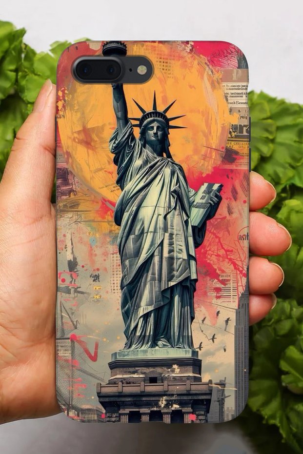Apple iPhone 8 Plus Compatible Statue of Liberty Pattern Hd Printed Silicone Case