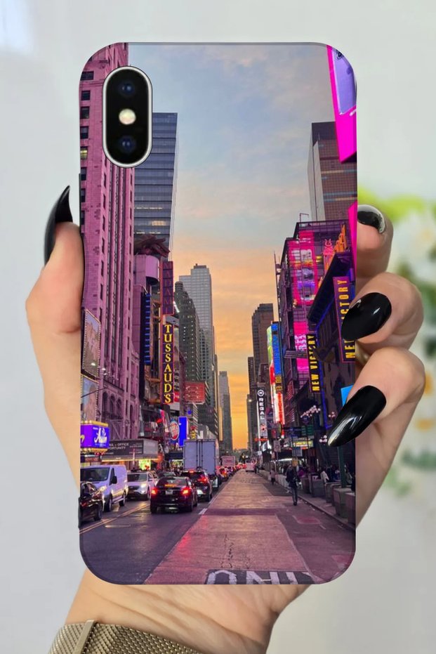 Apple iPhone XS Compatible New York Patterned Hd Printed Silicone Case