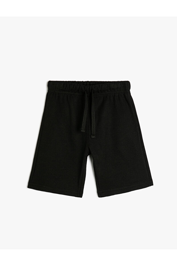Basic Shorts with Tie Waist Cotton Blend