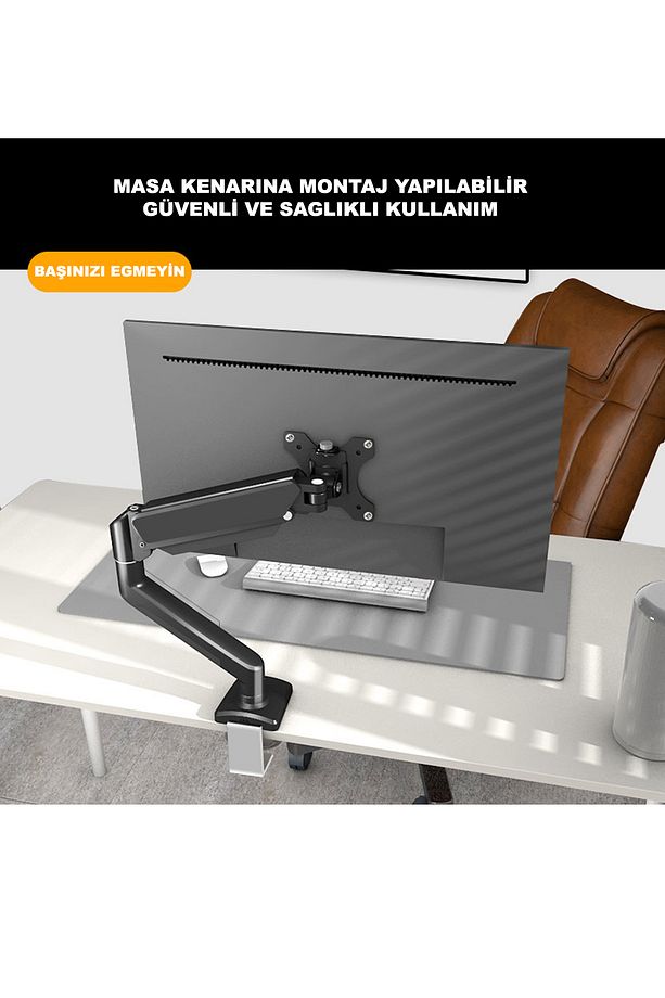 Yeni Nesil 17-30' Lcd Led Monitör Tutucu Kol Amortisörlü Vesa Monitör Standı 2-10 Kg - 5