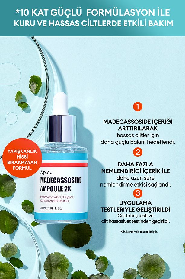 Hassas Ve Yıpranmış Ciltlere Yoğun Nem Ve Bakım Sunan Ampul 30ml A'pıeu Madecassoside Ampoule 2x - 4