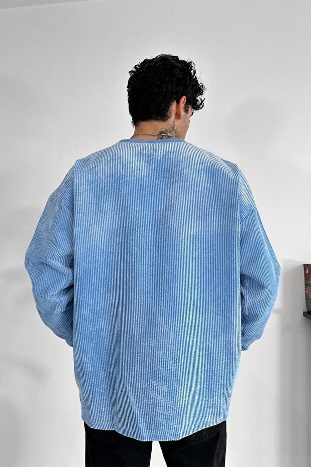 Bebe Mavisi Fitilli Kadife Basic Sweat - 2