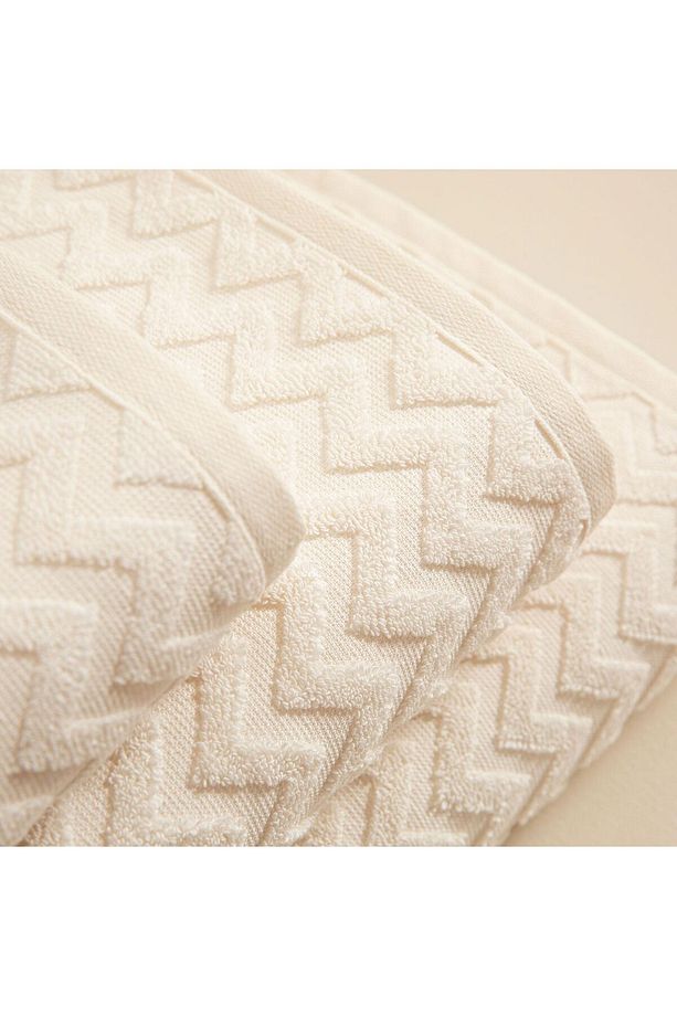 Zigzag Yüz Havlusu 50x70 cm Ekru/Ekru - 3