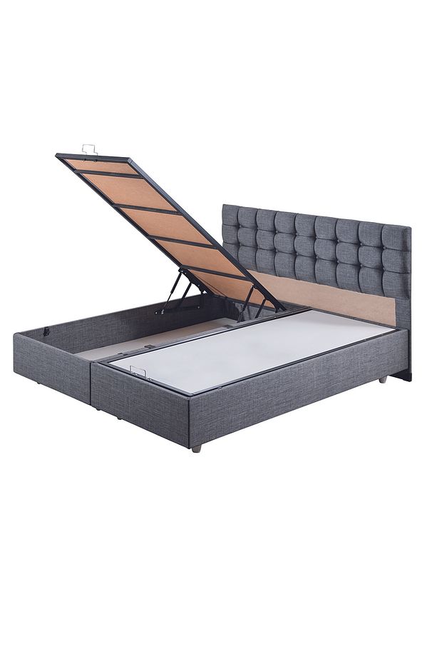 Venedik Çift Kişilik Baza Başlık Letto Yatak Seti Gri - 4