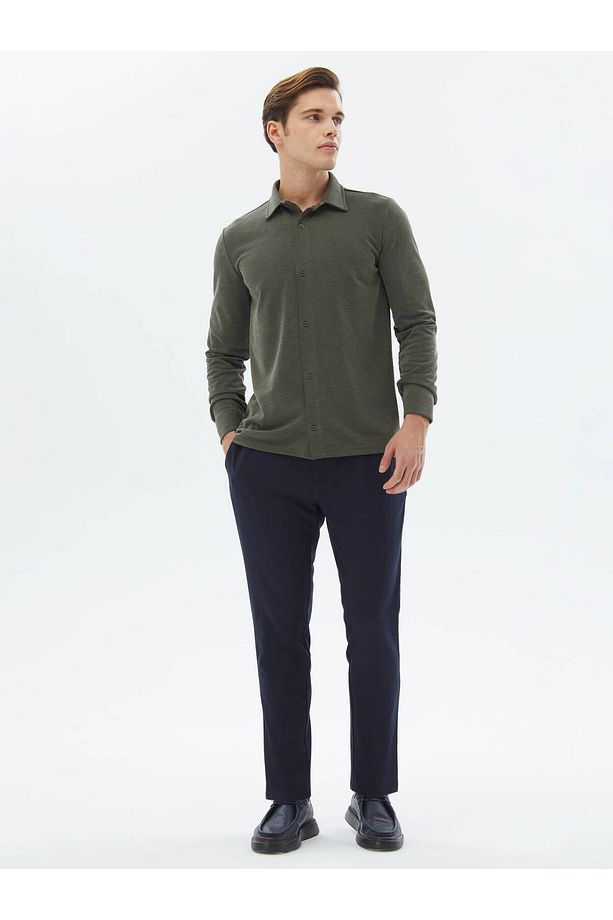 Düz Regular Fit Casual Örme Gömlek - 6