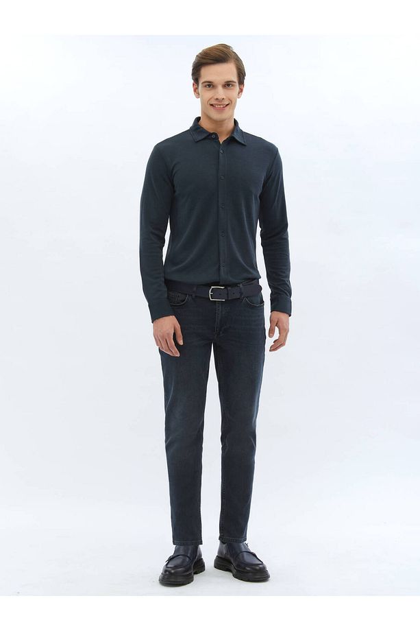 Düz Regular Fit Casual Örme Gömlek - 6