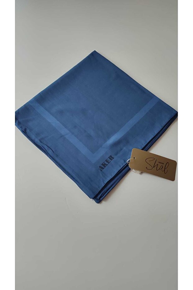 924 Model Saks Blue Plain Bumbac Eșarfă - 5