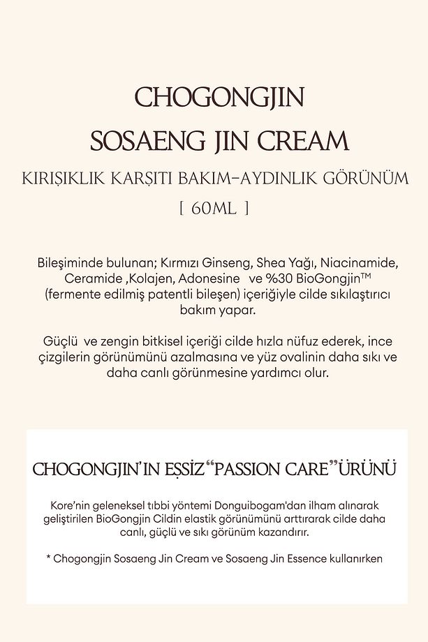 Elastikiyetini Kaybetmiş Ciltlere Yaşlanma Karşıtı Bakım Sunan Krem CHOGONGJIN Sosaeng Jin Cream - 3