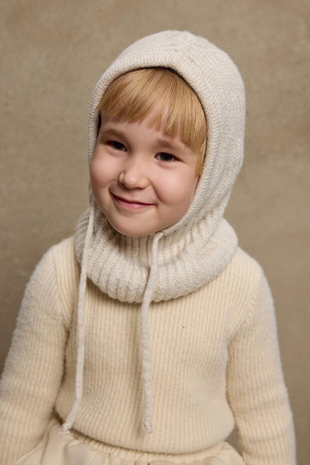 Drawstring Children's Snow Beanie Stone