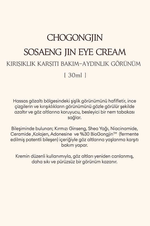 Elastikiyetini Kaybetmiş Göz Çevresine Bakım Yapan Göz Kremi CHOGONGJIN Sosaeng Jin Eye Cream - 3