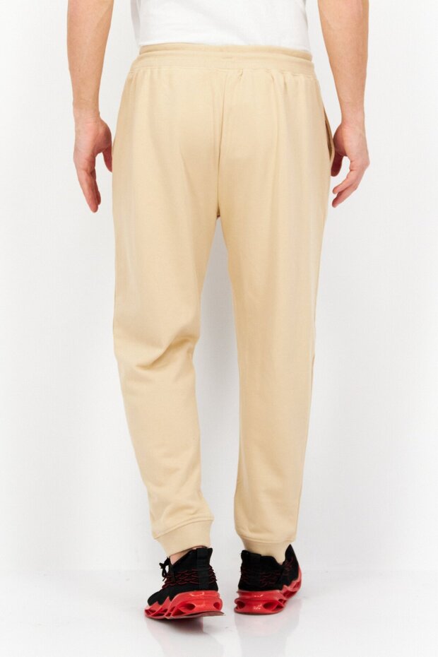 Men Drawstring Graphic Print Sweatpants, Beige - 3