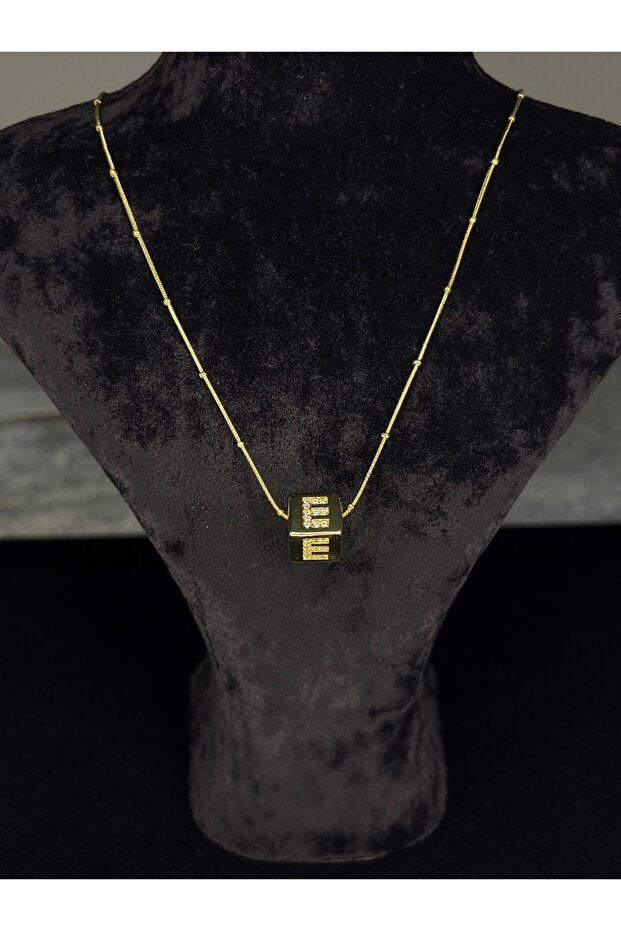 KÜP HARF ZİNCİR KOLYE 'E' - 4