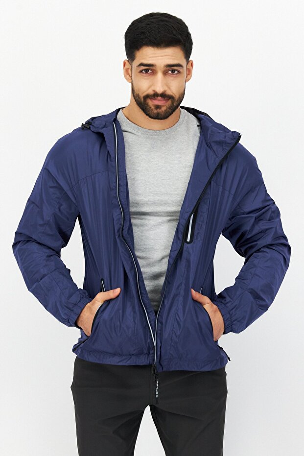 Men Plain Windbreaker Jacket, Blue