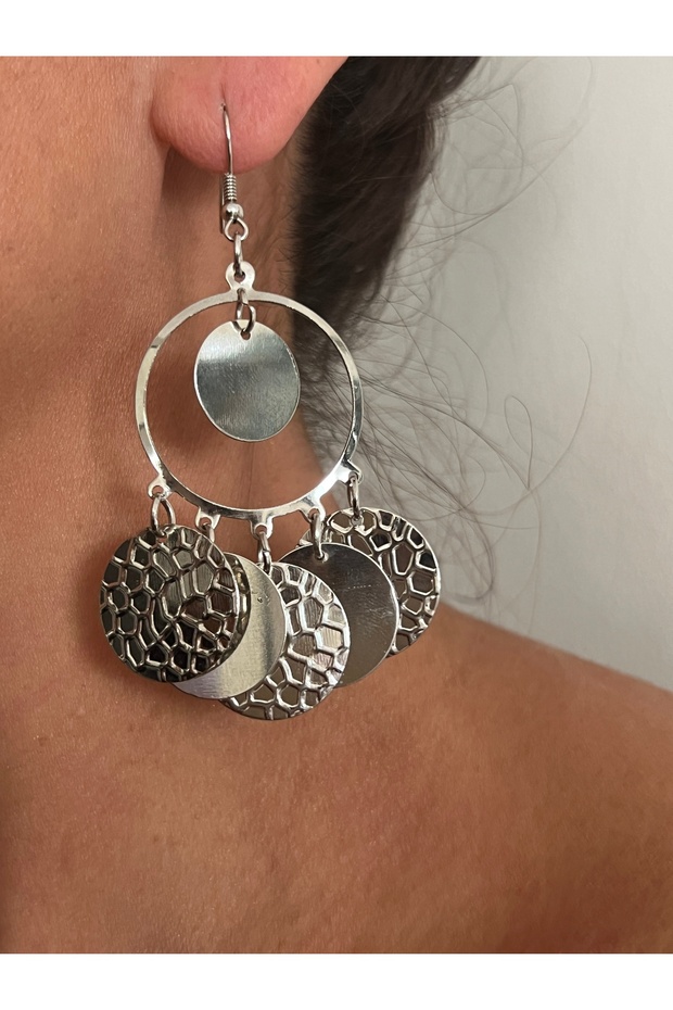 Silver Plated Long Flake Earrings