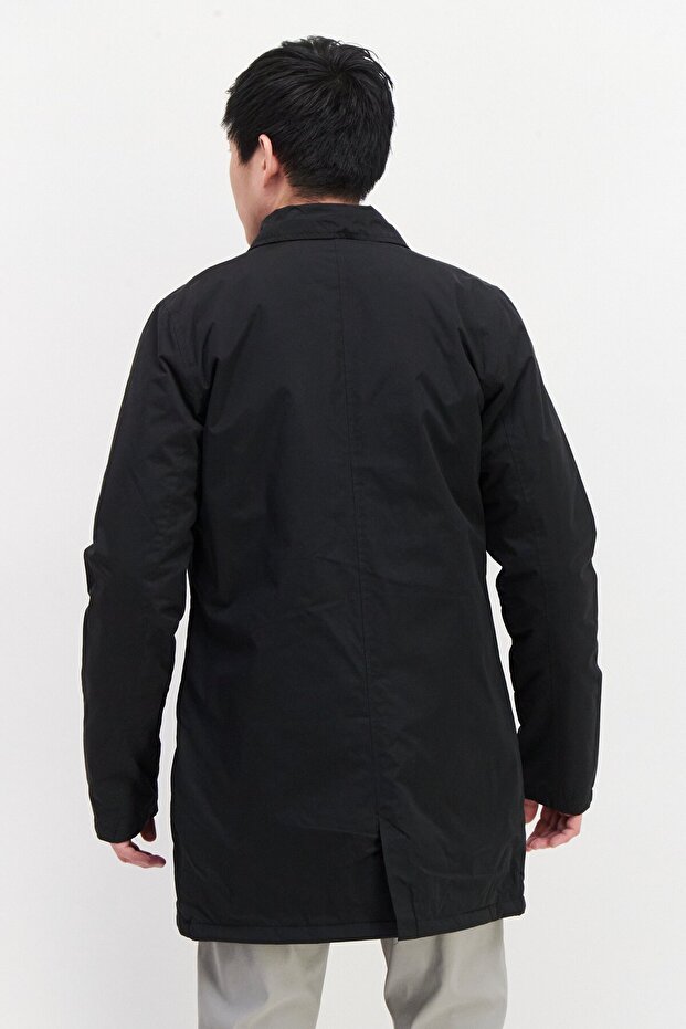 Men Solid Jacket Shirt, Black - 4