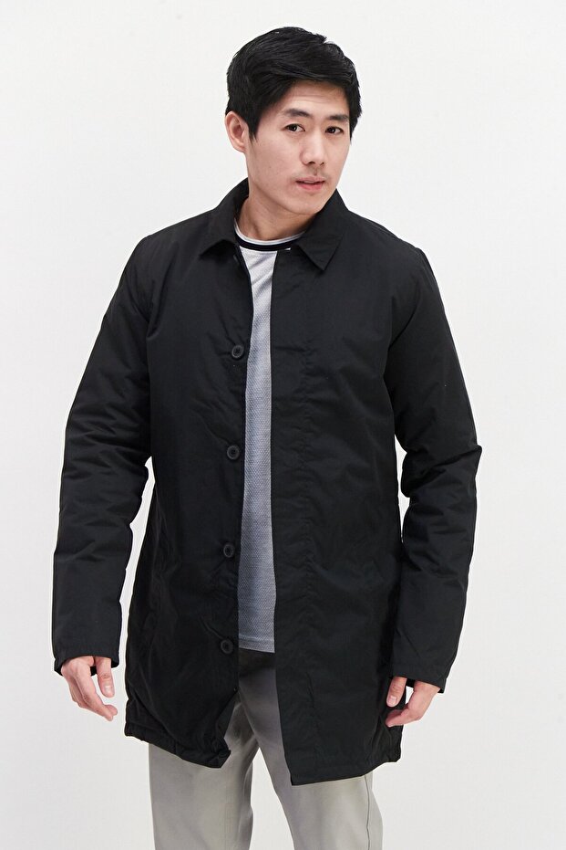 Men Solid Jacket Shirt, Black - 1