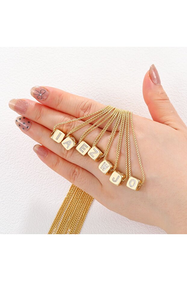 KÜP HARF ZİNCİR KOLYE 'E' - 3