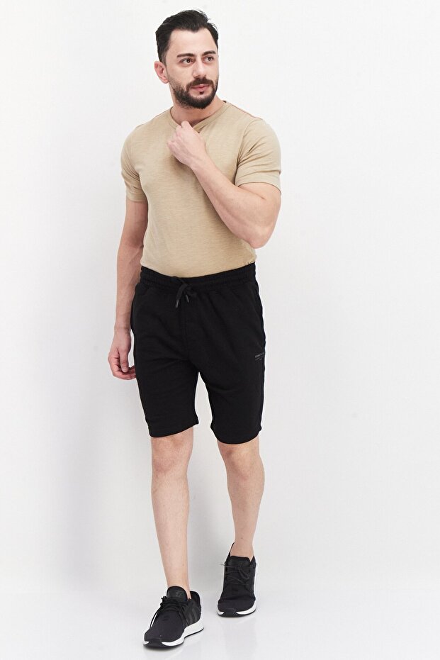 Men Graphic Basic Shorts, Black - 3