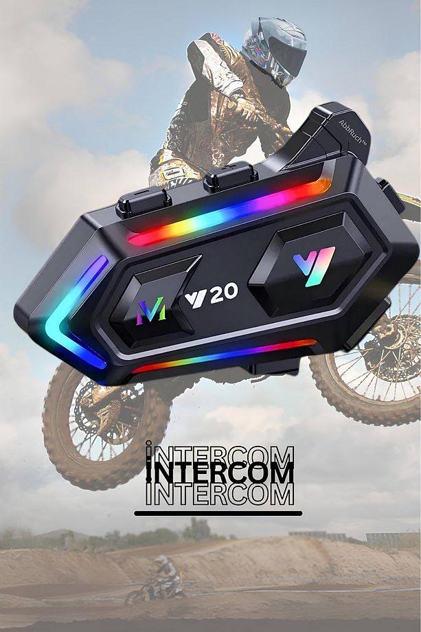 İntercom Motosiklet Kask Kulaklık RGB Işıklı Kask İçi Bluetooth Kulaklık Ve Mikrofon Su Geçirmez Y20 - 1
