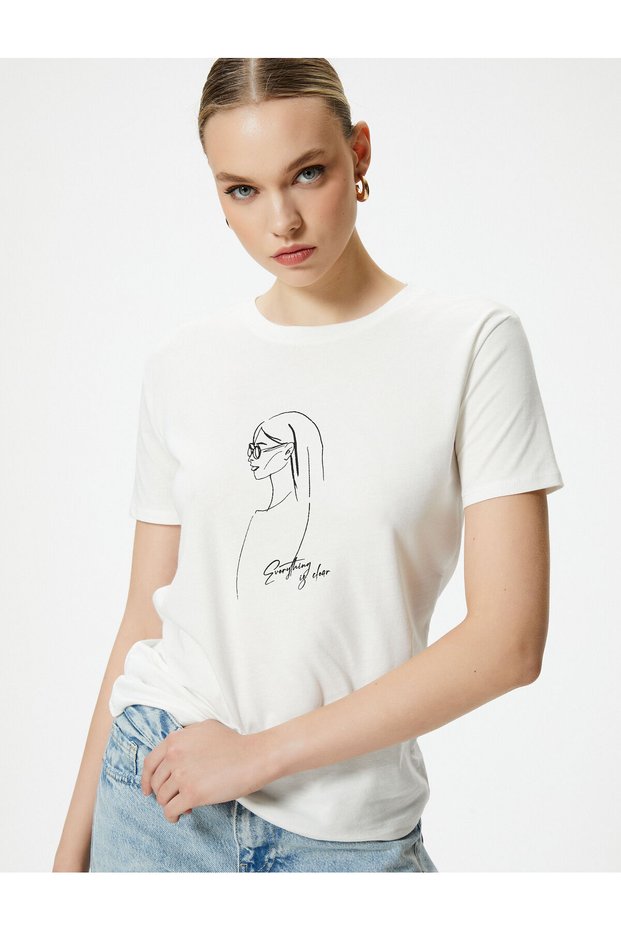 Printed T-Shirt Short Sleeve Crew Neck Cotton