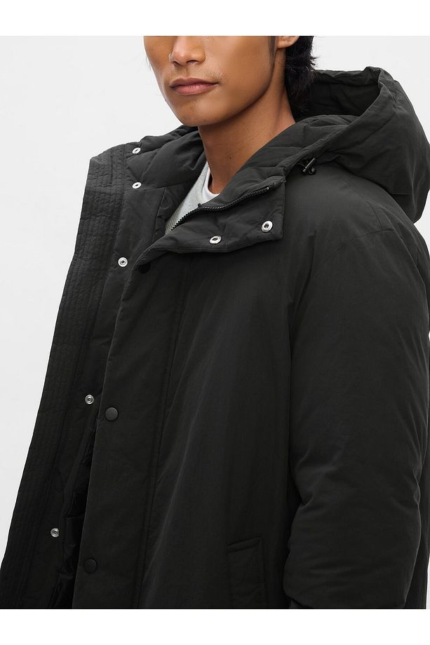 Erkek Siyah PrimaLoft® P.U.R.E.™ Puffer Şişme Uzun Mont - 3