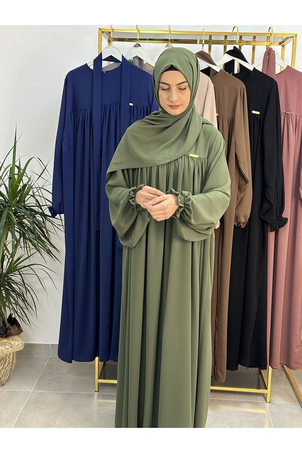 Şallı Ve Üsten Robalı,Kemerli Elbise Takım .Hijap ,Abaya (Hac Ve Umre Için Uygundur) yeşil - 6