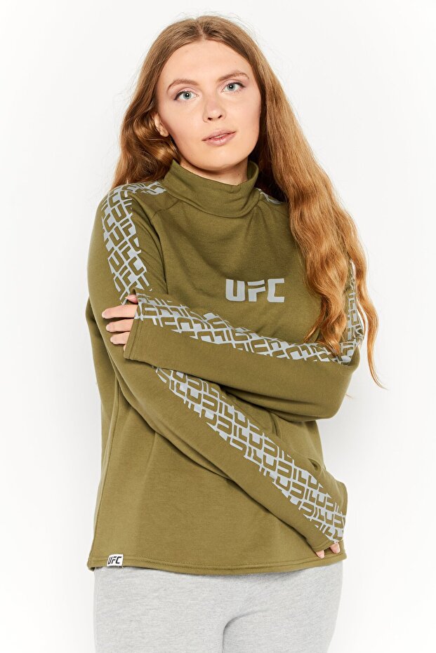 Women Sportswear Fit Long Sleeves Running Sweatshirt, Olive