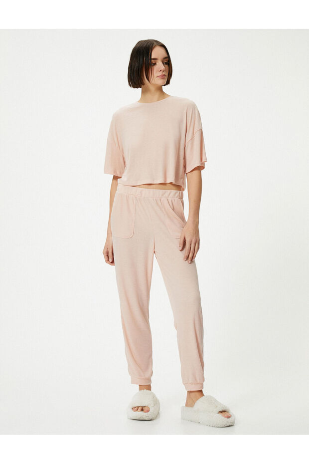 Jogger Pajamas with Pocket Detail and Elastic Waist