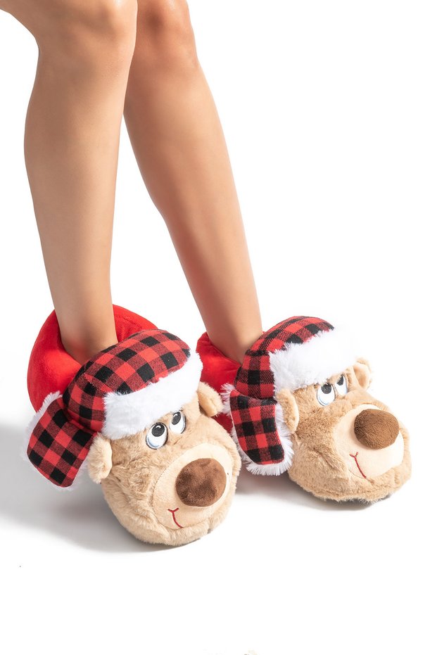 Goldi Women's Waiter Size Animal Slippers Beige 36/41