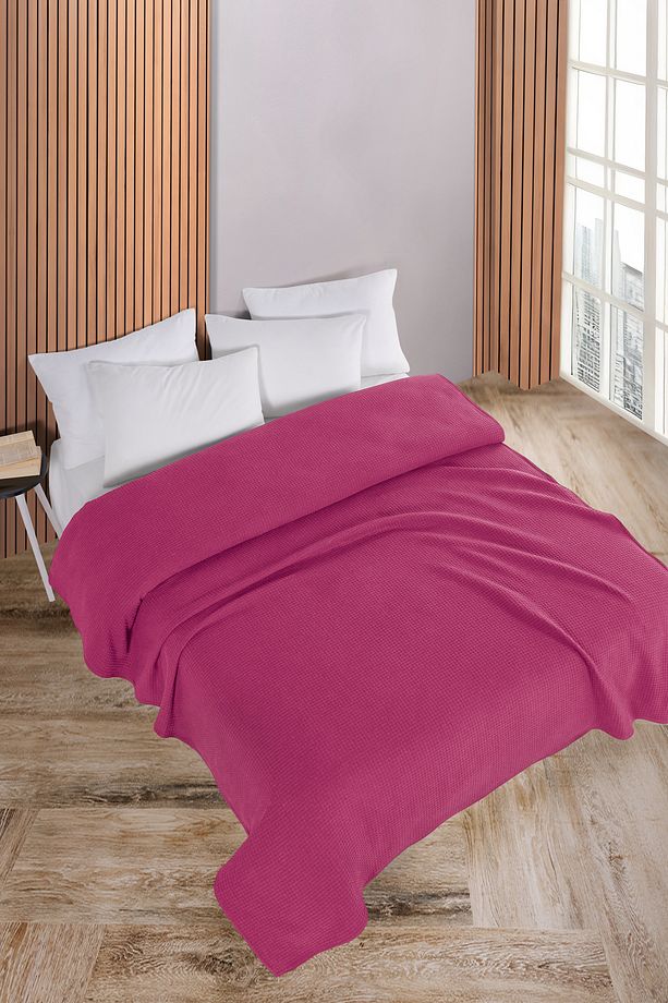 Pamuklu Aden Koyu Pembe Çok Amaçlı Yatak Örtüsü Tek Kişilik - 160x230 Cm - 2