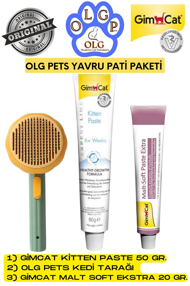 Yavru Pati Paketi ( Gimcat Kitten Paste, Gimcat Malt Soft Ekstra, Olg Pets Kedi Tarağı ) - 2