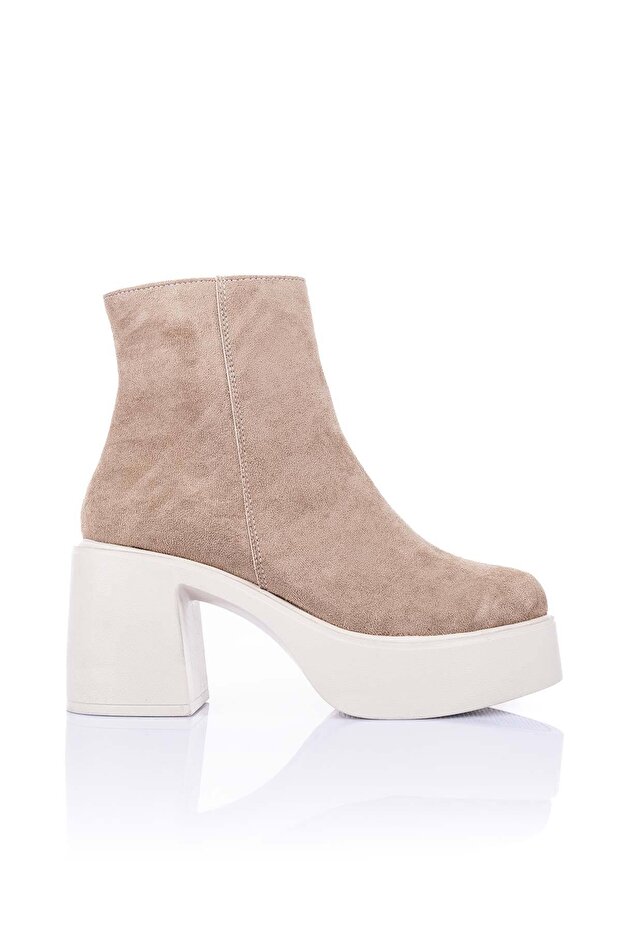 Feray Kadın Vizon Süet Topuklu Bot – Kışlık Rahat Kalın Tabanlı Günlük Şık, Rahat, Zarif Bot Modeli - 2