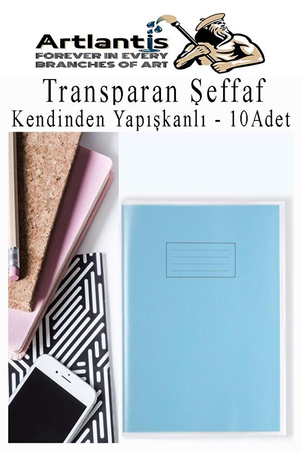 Hazır Kitap Kaplığı Şeffaf Buzlu Sarı 10 Adet 1 Paket Cırtlı Ayarlanabilir Kendinde Yapışkanlı Kaplı - 6