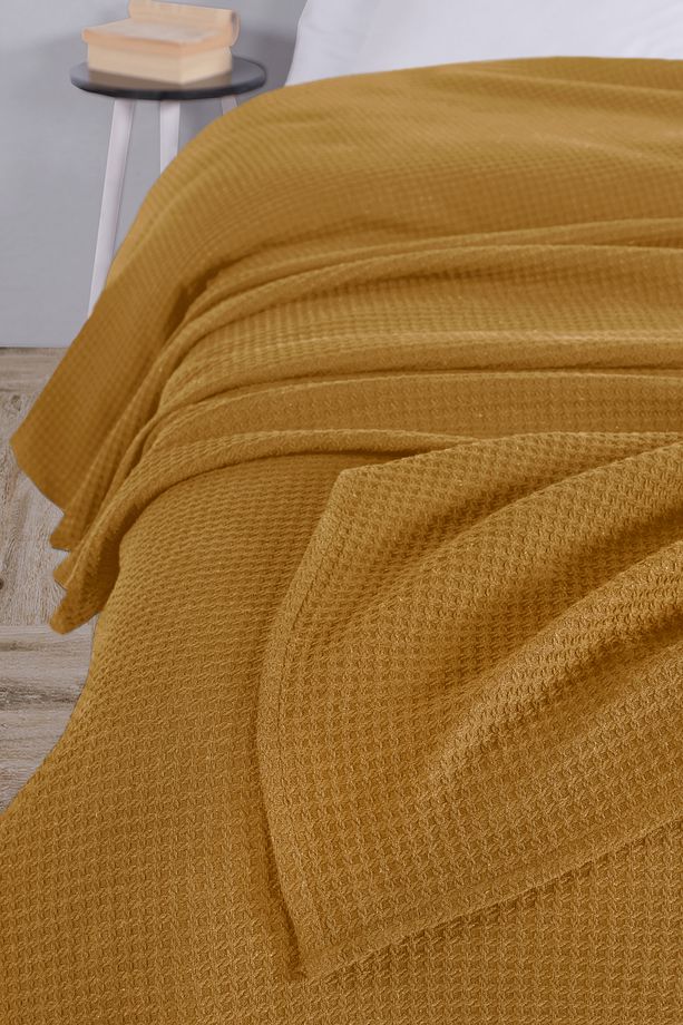 Pamuklu Aden Hardal Pike Yatak Örtüsü Tek Kişilik - 160x230 Cm - 3