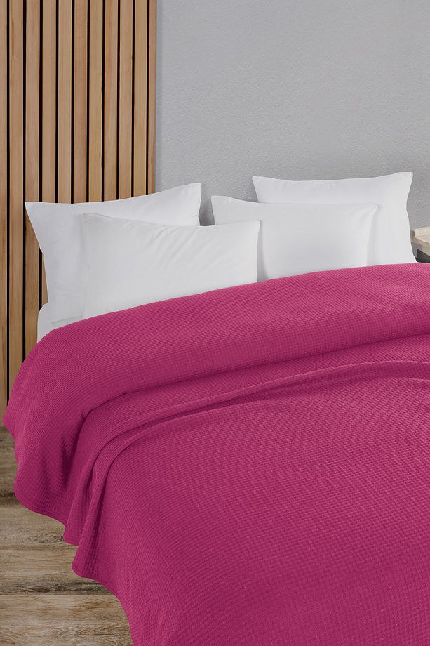Pamuklu Aden Koyu Pembe Çok Amaçlı Yatak Örtüsü Tek Kişilik - 160x230 Cm - 1
