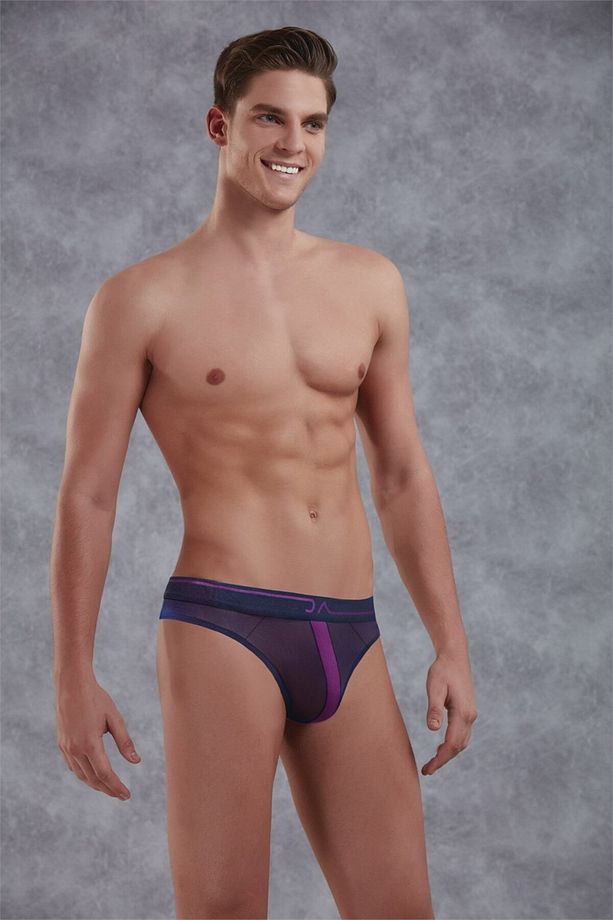 Erkek Polyamid Lacivert Transparan Tanga String 1286 - 1