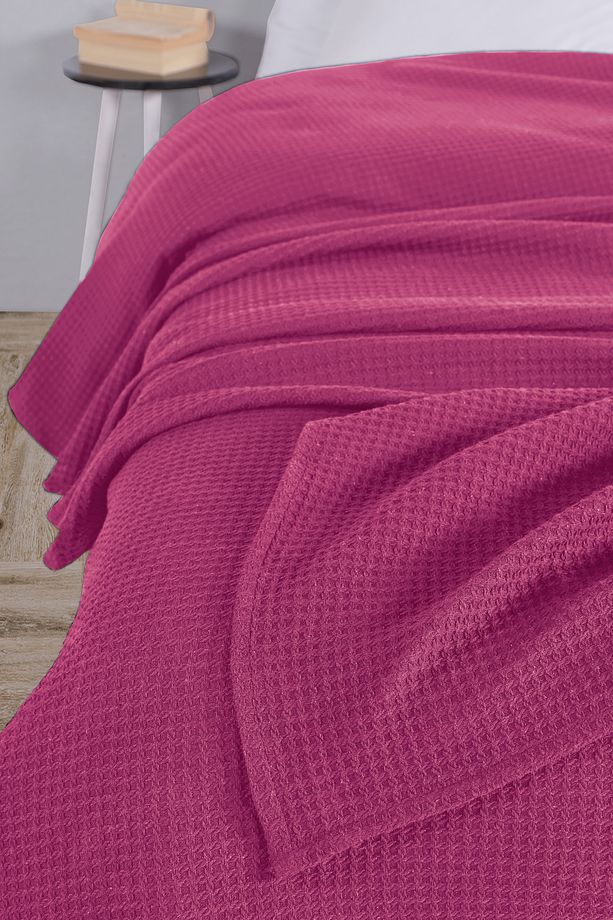 Pamuklu Aden Koyu Pembe Çok Amaçlı Yatak Örtüsü Tek Kişilik - 160x230 Cm - 3