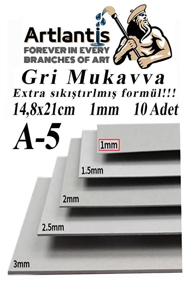 A5 Mukavva Gri 1.0mm 10 Adet 1 Paket 14,8x21 cm A-5 Mukavva 1,0 mm Kalınlığında A-5 Mukavva - 1