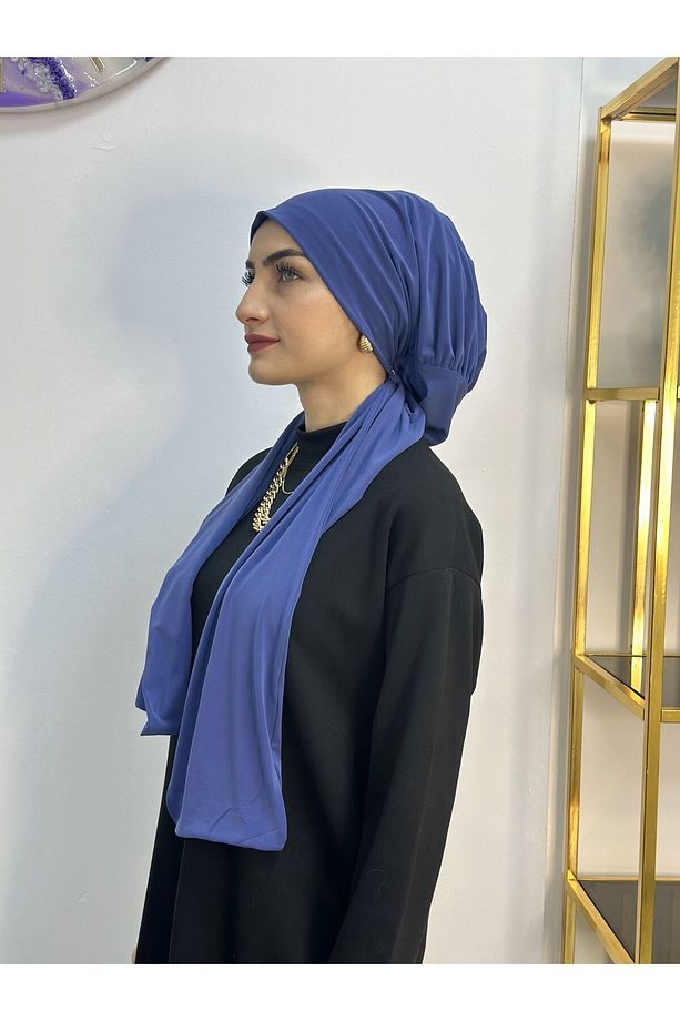 Ithal Kumaş Çıtçıtlı hazır Şal iki sekılde kullanılır indigo - 6