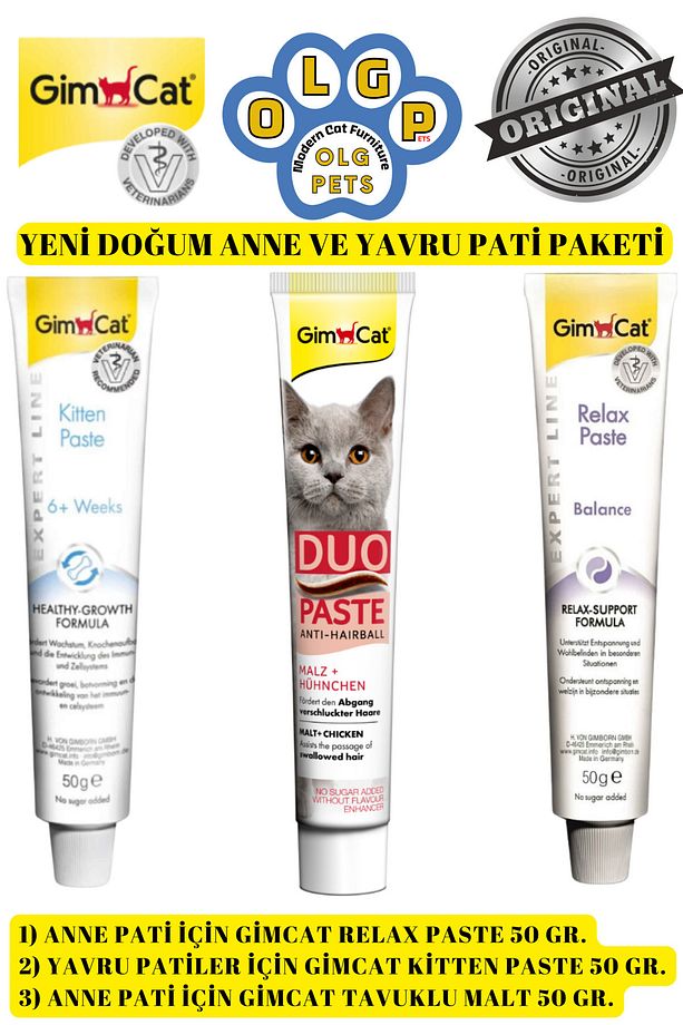 Anne ve Yavru Pati Paketi ( Gimcat Relax Paste, Gimcat Kitten Paste, Gimcat Tavuklu Malt ) - 1